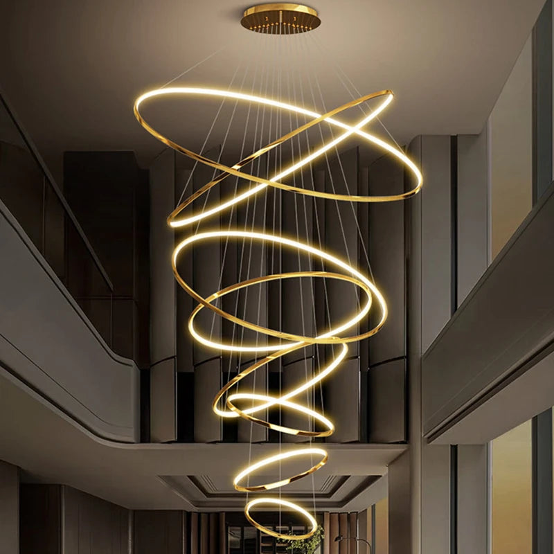 Living Room Decoration Pendant Lights Modern Dining Room Lamps for Living Room Smart Ring Lamp Stair Lamp