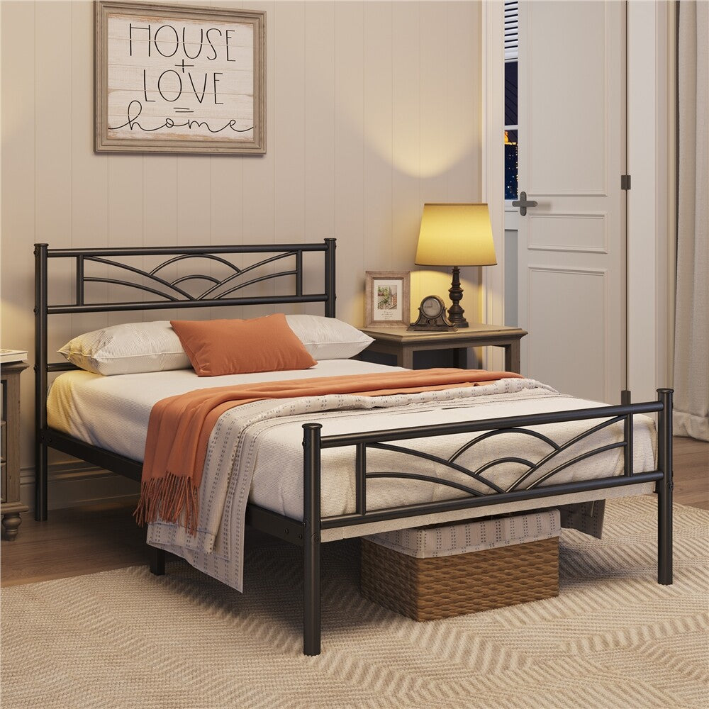 3Ft Single Bed Frame Mattress Foundation Metal Iron Bed with Under-Bed Storage
