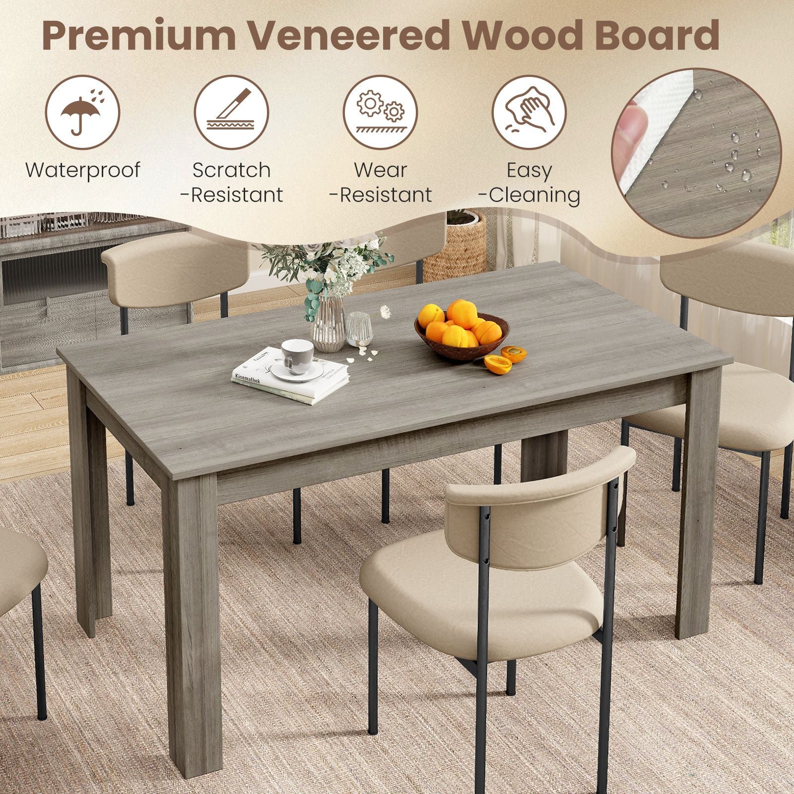 Modern Rectangular Kitchen Table for Breakfast Nook, Kitchen