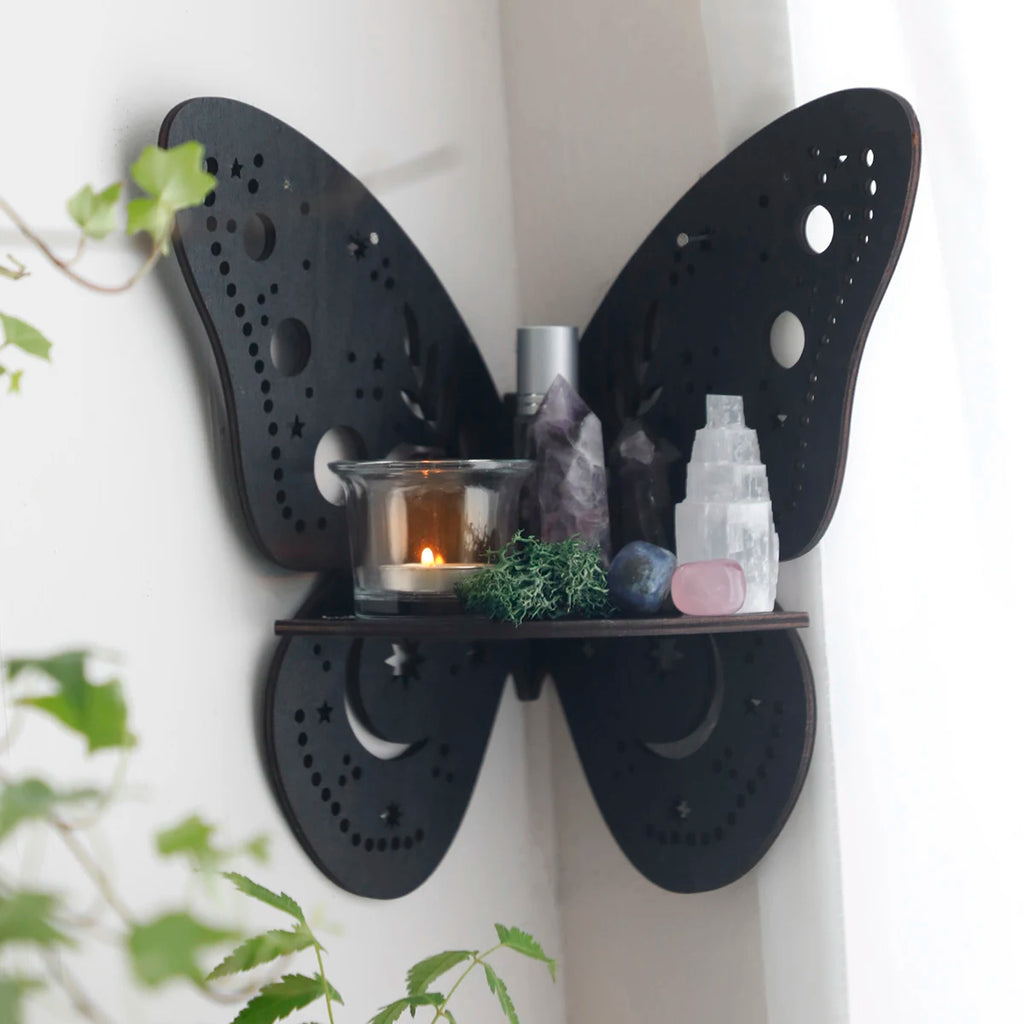 Butterfly Crystal Corner Shelf Crystal Shelf Display Wooden Wall Shelves Crystal Holder Shelves Stands Christmas Home Decor