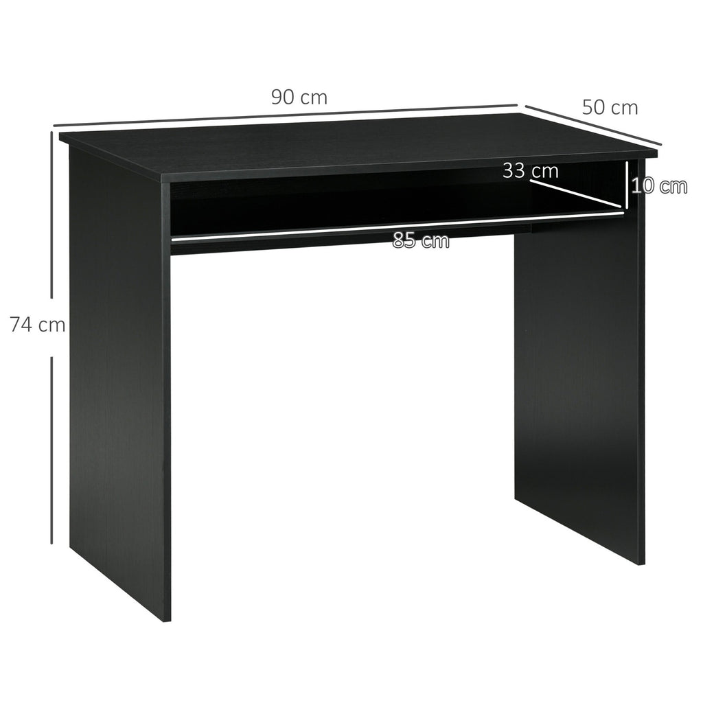 Writing Desk Laptop Table Workstation with Shelf Home Office Black Wood Grain