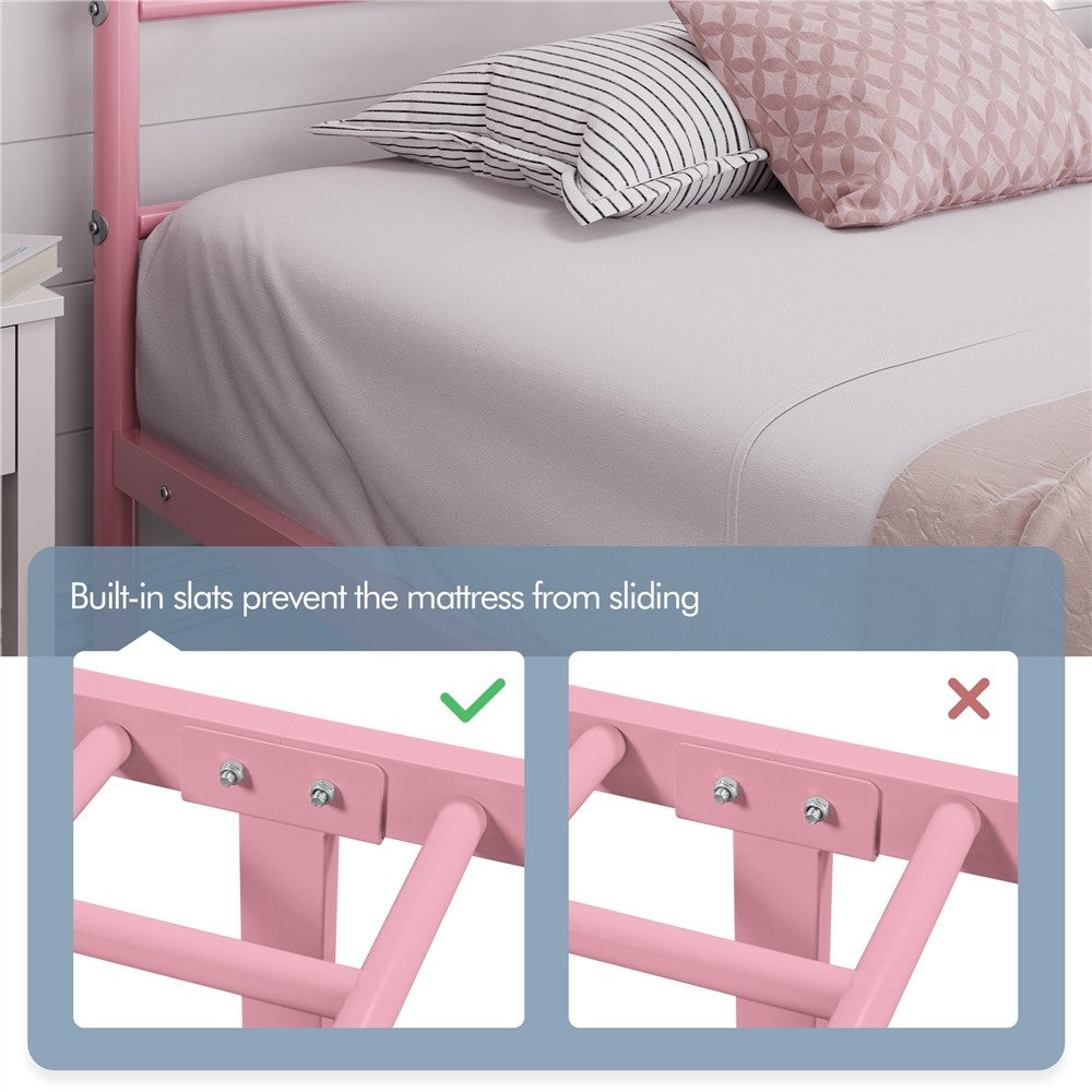 3Ft Single Bed Frame Mattress Foundation Metal Iron Bed with Under-Bed Storage