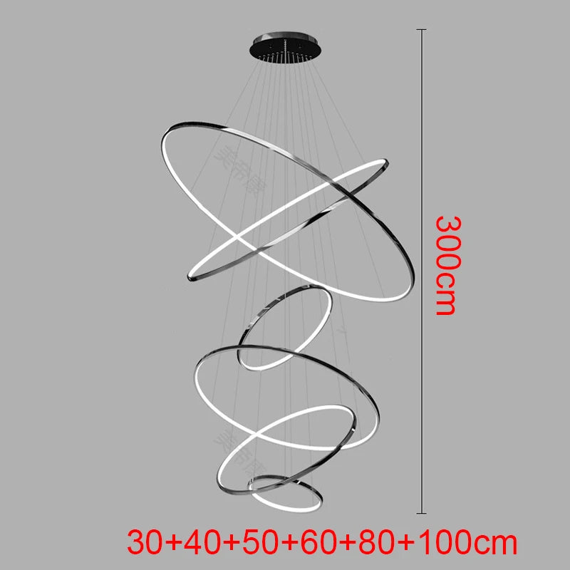 Living Room Decoration Pendant Lights Modern Dining Room Lamps for Living Room Smart Ring Lamp Stair Lamp