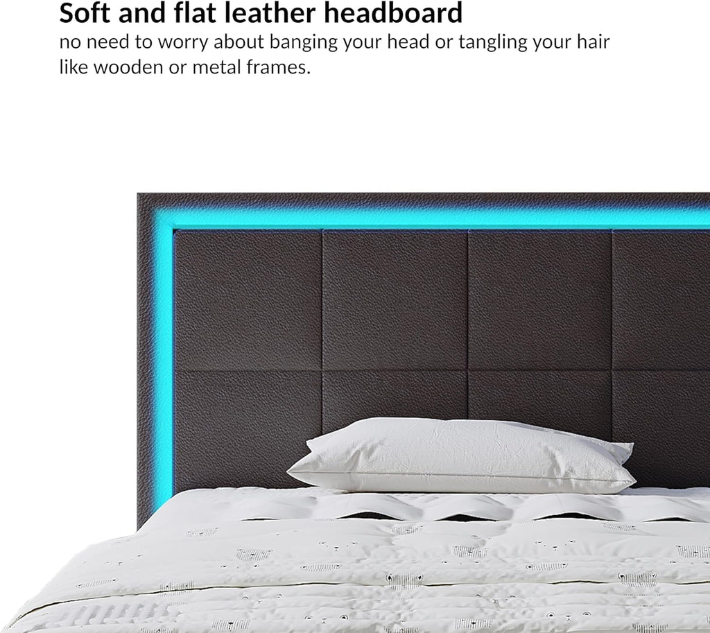 Ottoman Bed,4Ft Upholstered Bed Ottoman Lift Storage Bed with LED Lights | Small Double Bed Frame Faux Leather Storage Bed Frame under Bed Storage Bedroom Furniture,Black
