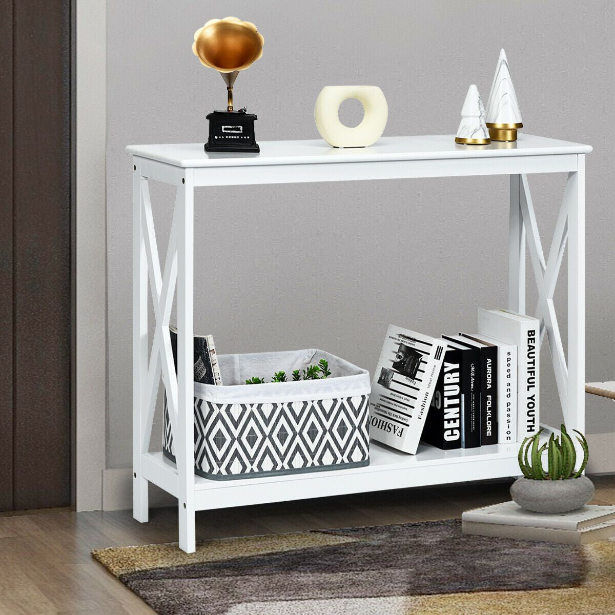 2 Tier Wooden Console Table