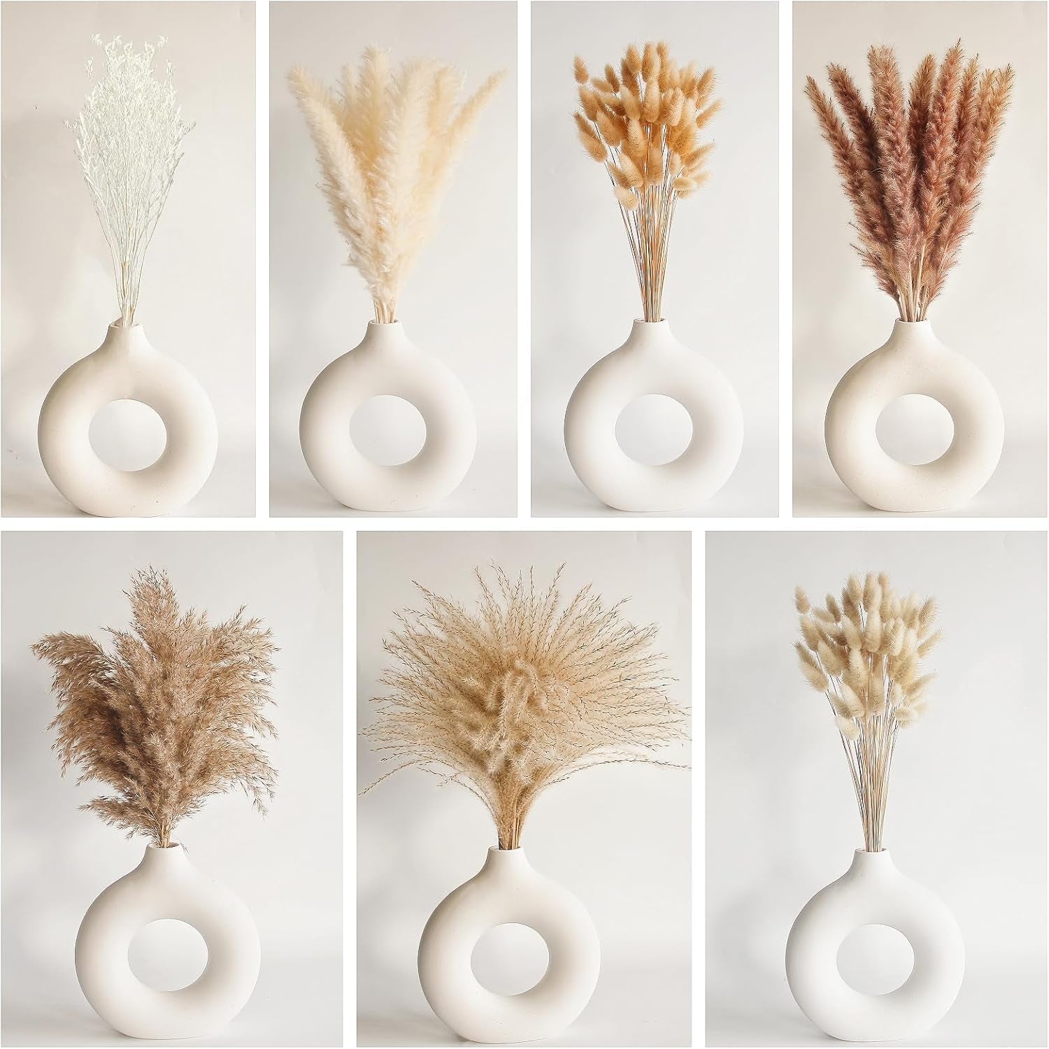 Dried Pampas Decoration, 128 Pieces Pampas with Rabbit Tail Flowers, Reed Bouquet for Wedding, Bohemian Flowers, Home Table Decoration, Rustic Farmhouse Party