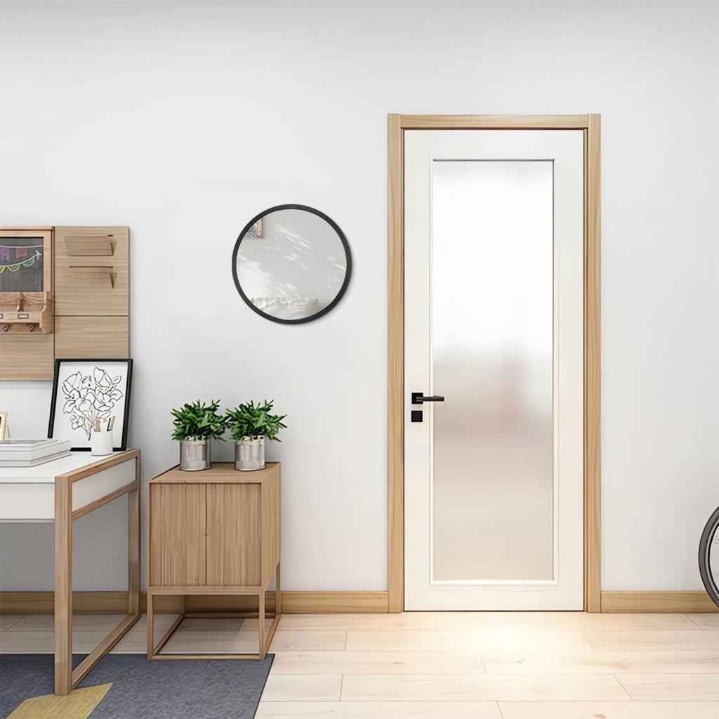 Black round Mirror for Wall Small for Bathroom Entryway Living Room Hallway Metal Framed Tempered Glass for Bedroom Entry Dining