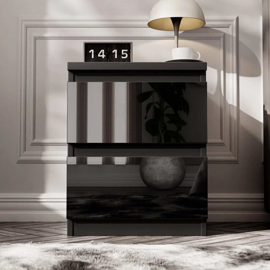 High Gloss Chest of Drawers Bedside Cabinet Tall Wide Storage Bedroom Furniture