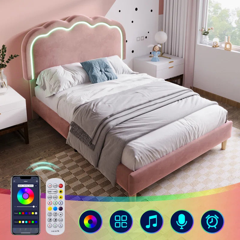 Upholstered Bed 3Ft Single Bed with Led