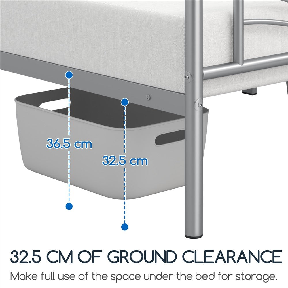3Ft Single Bed Frame Mattress Foundation Metal Iron Bed with Under-Bed Storage