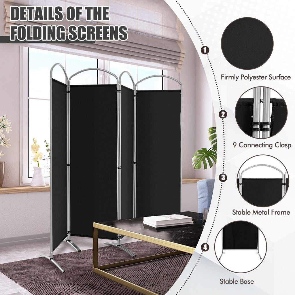 4 Panel Freestanding Folding Room Divider for Living Room Office