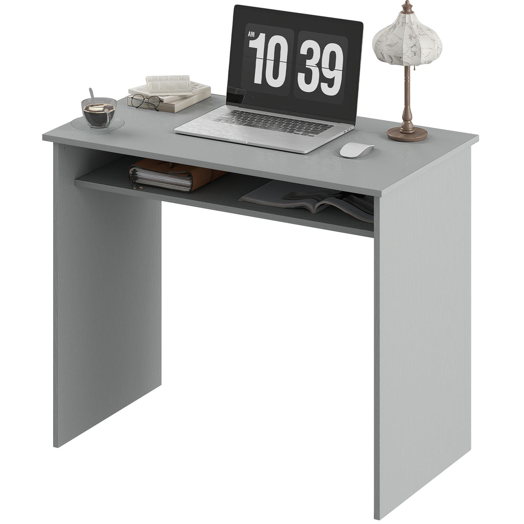 Writing Desk Laptop Table Workstation with Shelf Home Office Black Wood Grain