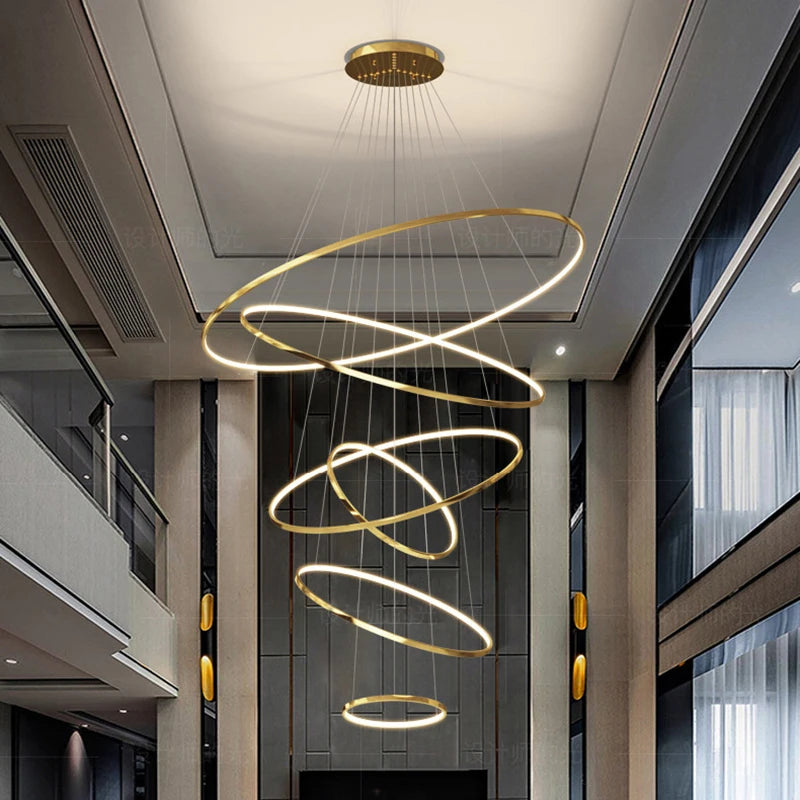 Living Room Decoration Pendant Lights Modern Dining Room Lamps for Living Room Smart Ring Lamp Stair Lamp
