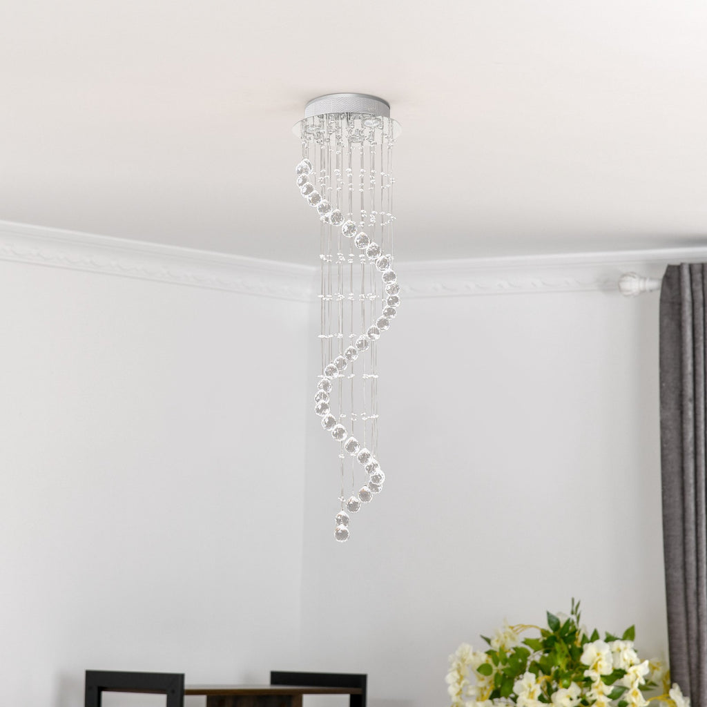 HOMCOM Modern Crystal Droplet Ceiling Light Stainless Steel Bedroom Hallway
