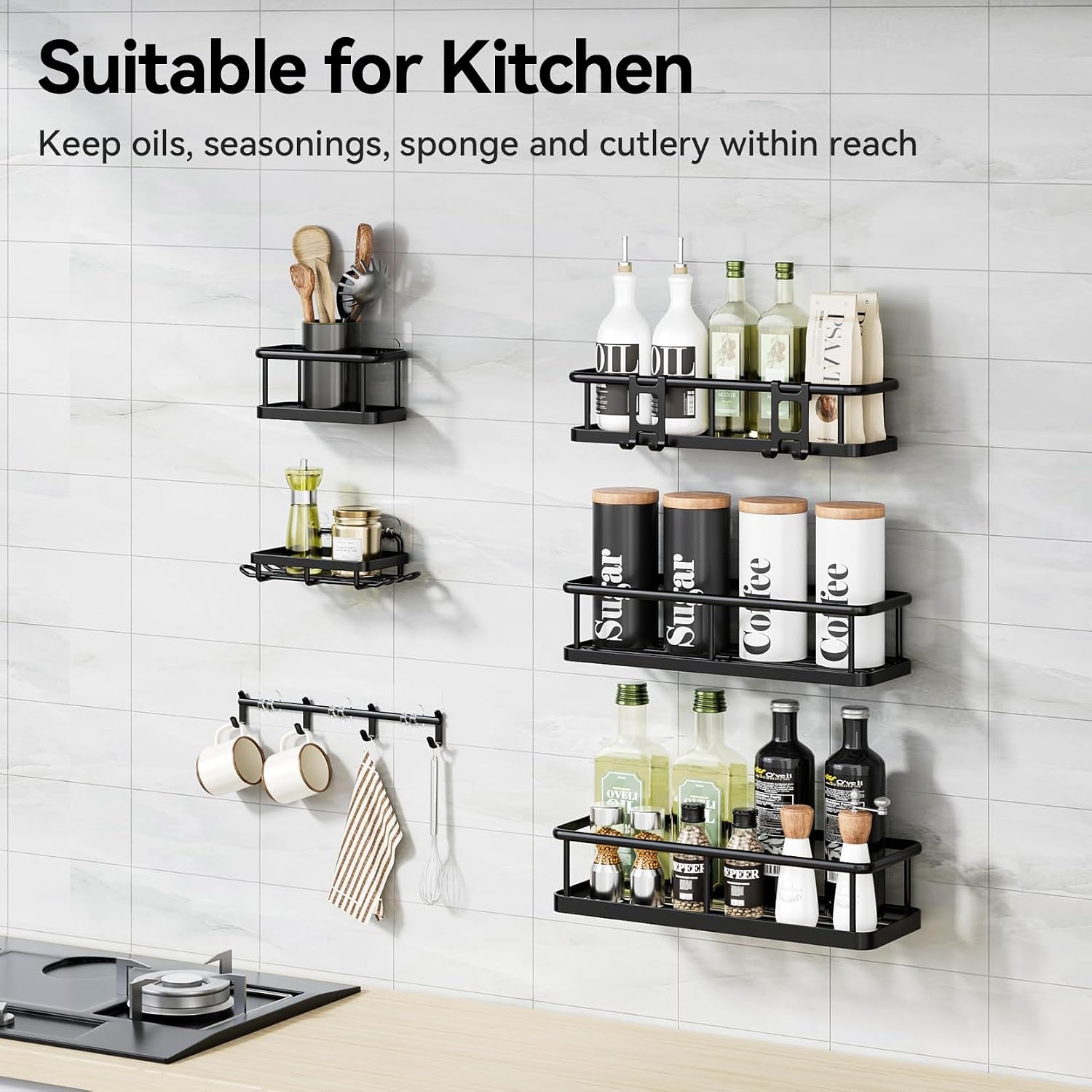Shower Caddy, 100% Rustproof Shower Shelves for inside Shower, No Drilling Bathroom Organizers and Storage, 6 Pack Large Capacity Bathroom Caddy for Kitchen & Home Decor