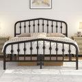 5Ft King Bed Frame Slatted Metal Bed with Crown-Inspired Design Headboard/Spacious Under-Bed Storage Black King Bed
