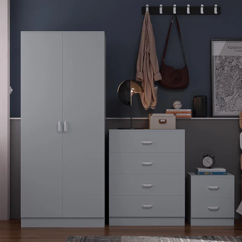 Lycinda 2 Door Double Wardrobe - Matt Finish, Scratch Resistant, Brushed Chrome Metal Handles