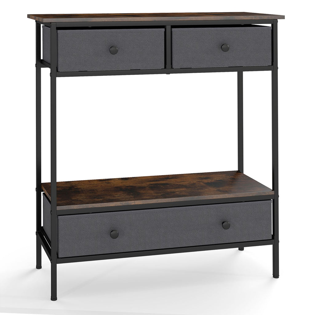 Console Table Industrial Entryway Table with 3 Fabric Drawers