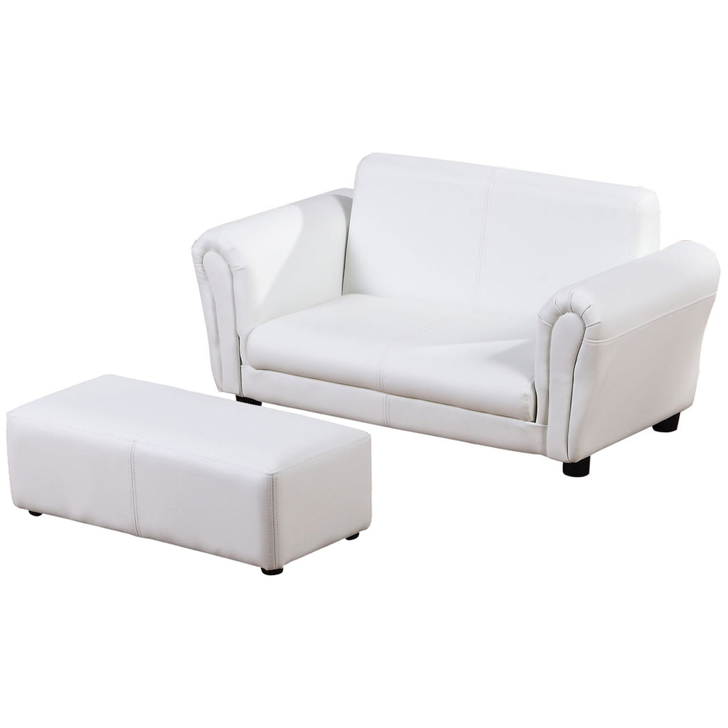 Kids Sofa Set, 2 Seater Children Armchair Furniture with Footrest