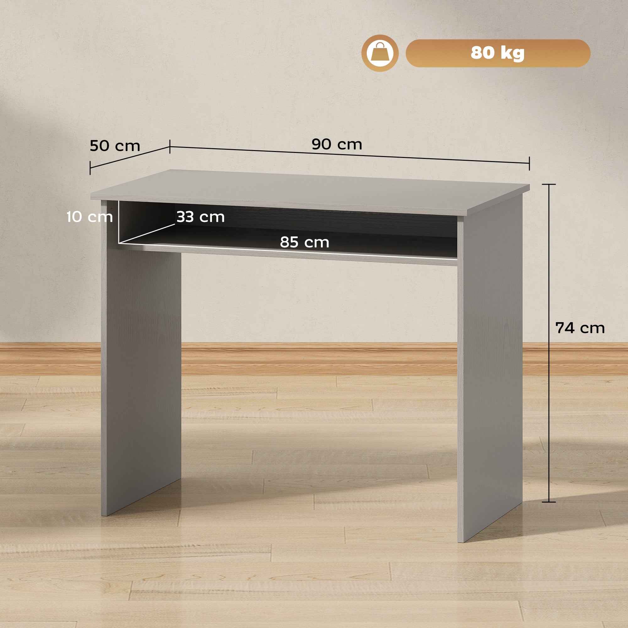 Writing Desk Laptop Table Workstation with Shelf Home Office Black Wood Grain
