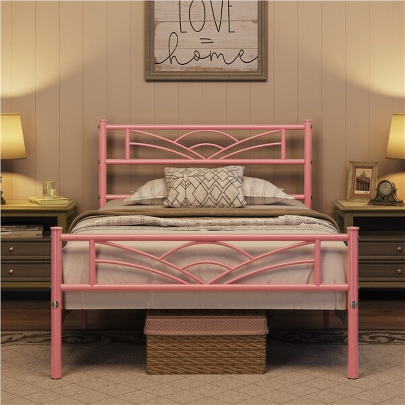 3Ft Single Bed Frame Mattress Foundation Metal Iron Bed with Under-Bed Storage