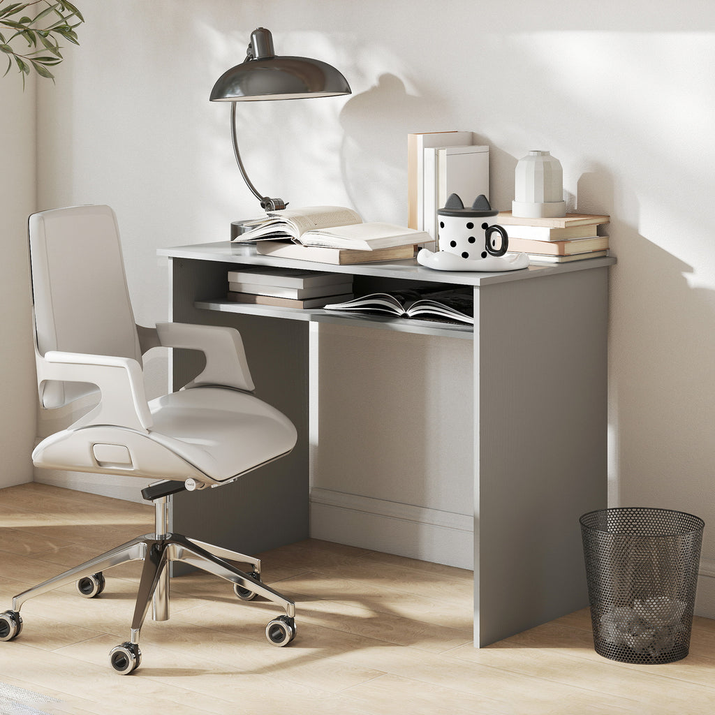 Writing Desk Laptop Table Workstation with Shelf Home Office Black Wood Grain