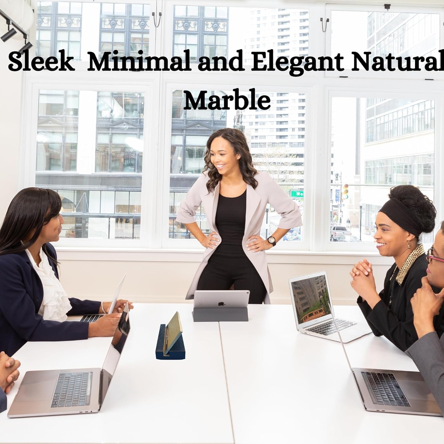 Business Card Holder for Desk - Marble Business Cards Holder for Desktop - Desk Organizers and Accessories -Display Stand for Office Organization