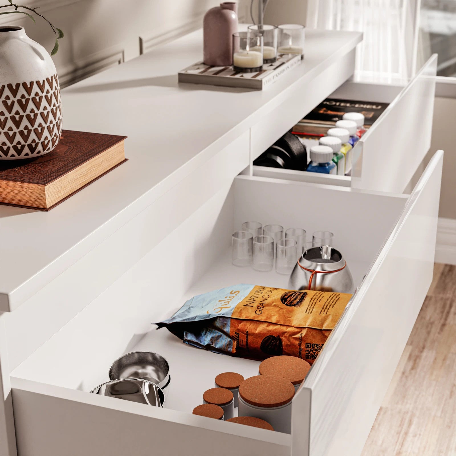 High Gloss Chest of Drawers Bedside Cabinet Tall Wide Storage Bedroom Furniture