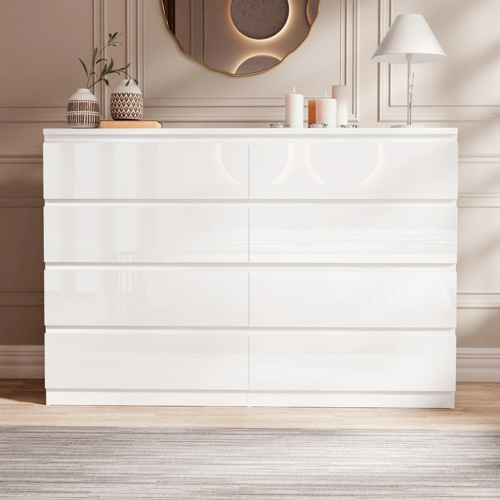 High Gloss Chest of Drawers Bedside Cabinet Tall Wide Storage Bedroom Furniture