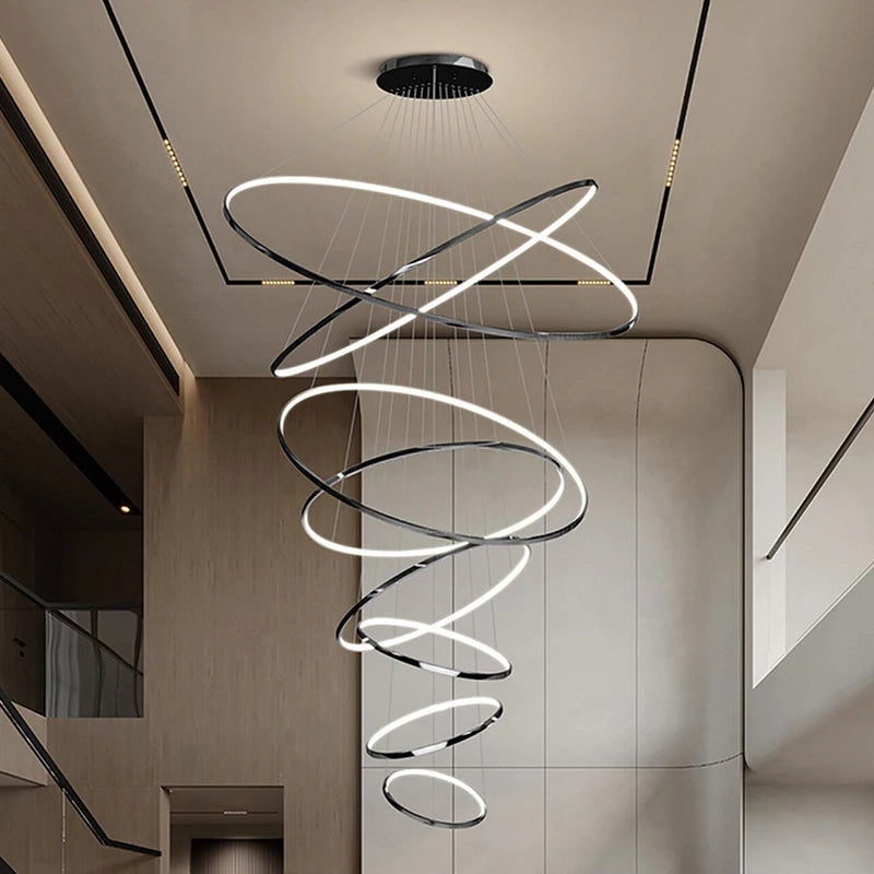 Living Room Decoration Pendant Lights Modern Dining Room Lamps for Living Room Smart Ring Lamp Stair Lamp