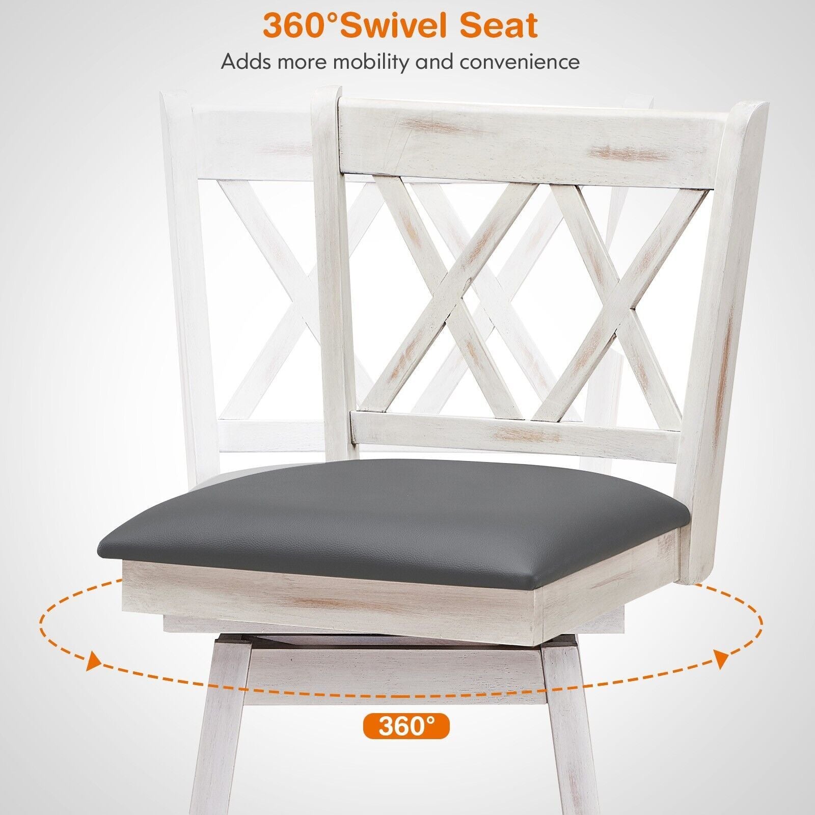 Set of 2 Counter Height Bar Stool with Ergonomic Backrest