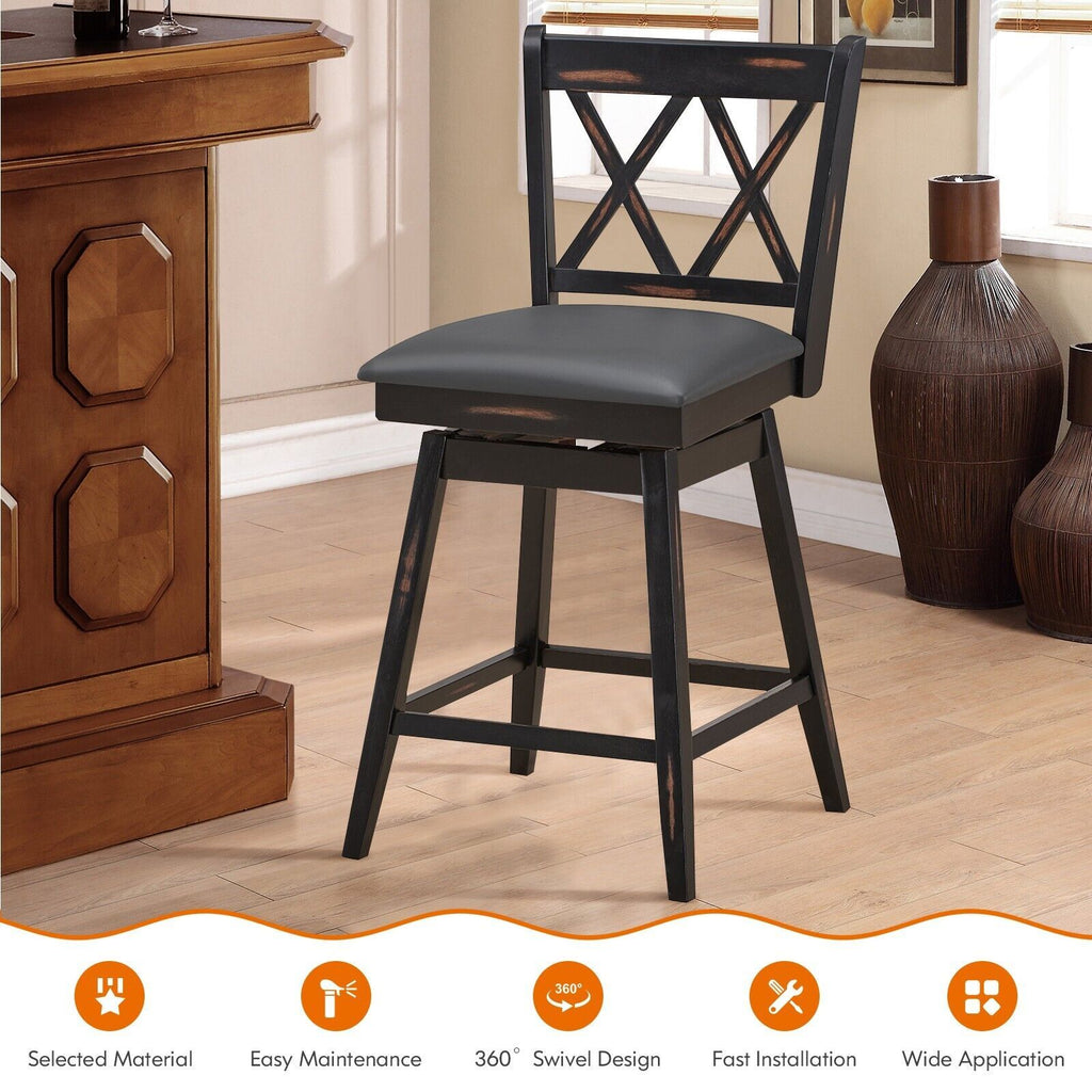 Set of 2 Counter Height Bar Stool with Ergonomic Backrest