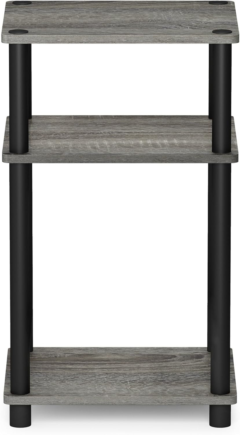 JUST Side Table, 3-Tier End Table, Open Shelves Night Stand, Bedside Table, Toolless Assembly, for Living Room, Bedroom, French Oak