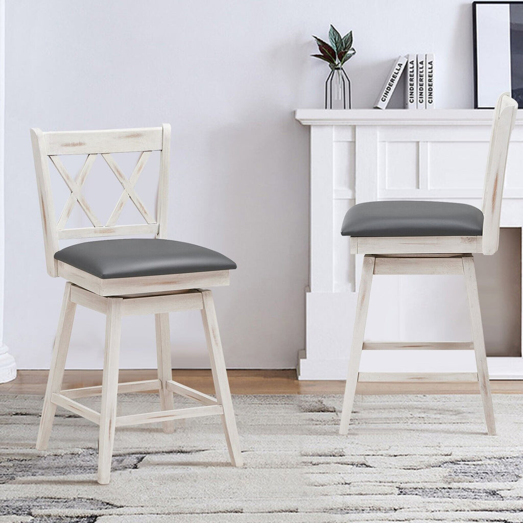 Set of 2 Counter Height Bar Stool with Ergonomic Backrest
