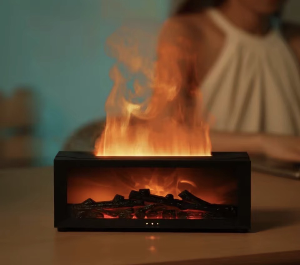 Air Flame Aroma Tabletop Humidifier & LED Fireplace