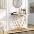 Gold Console Table with Diamond Shape Geometric Frame