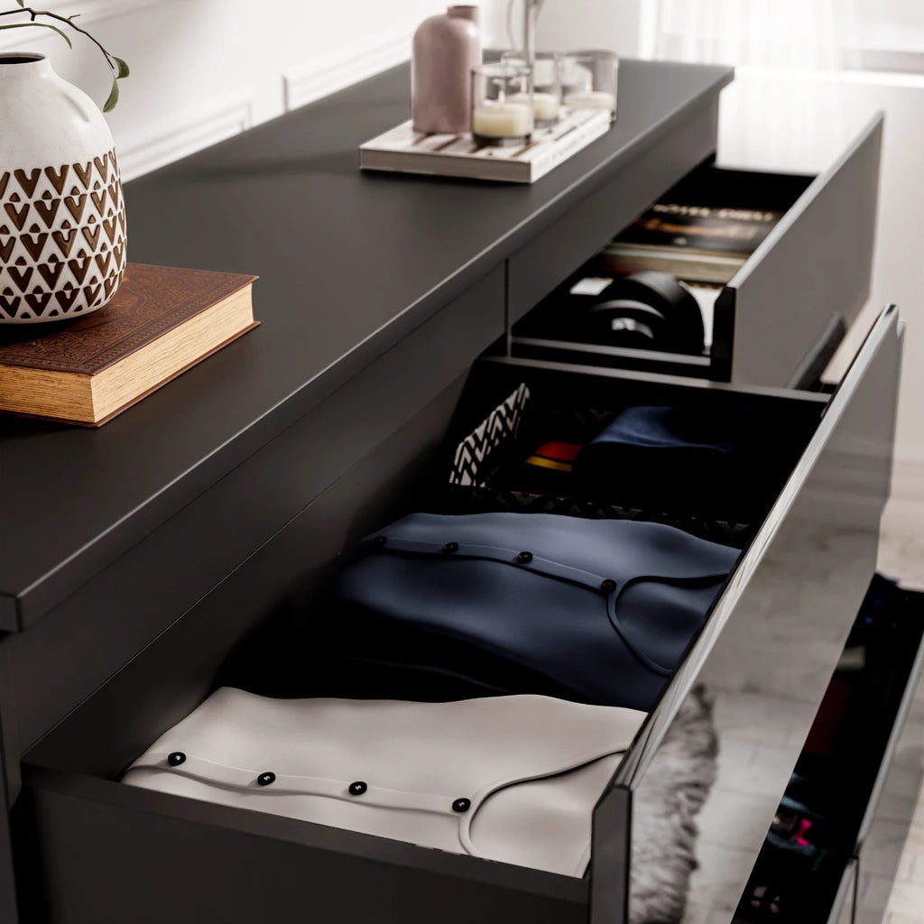High Gloss Chest of Drawers Bedside Cabinet Tall Wide Storage Bedroom Furniture