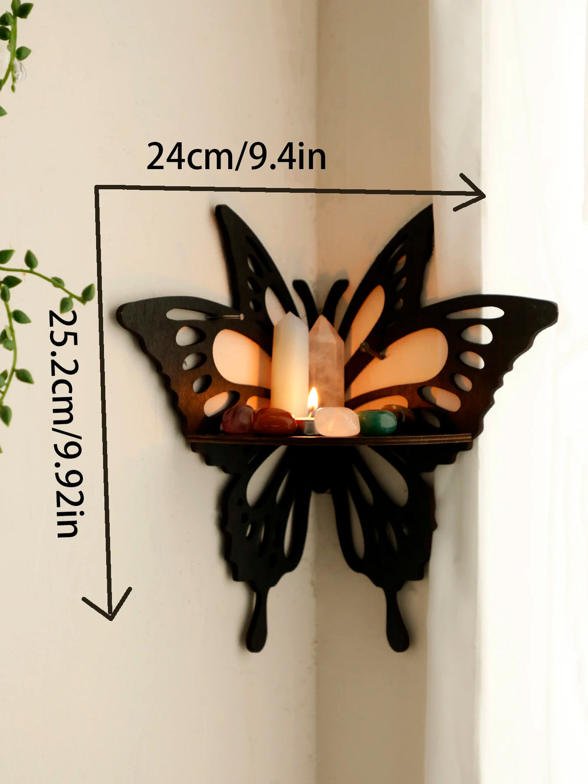 Lotus Crystal Corner Shelf Crystal Shelf Display Black Wooden Wall Shelves Essential Oil Shelf Witchy Decor Aesthetic Spiritual
