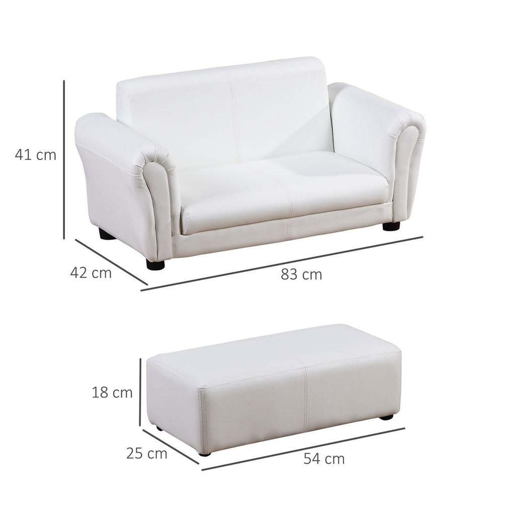 Kids Sofa Set, 2 Seater Children Armchair Furniture with Footrest