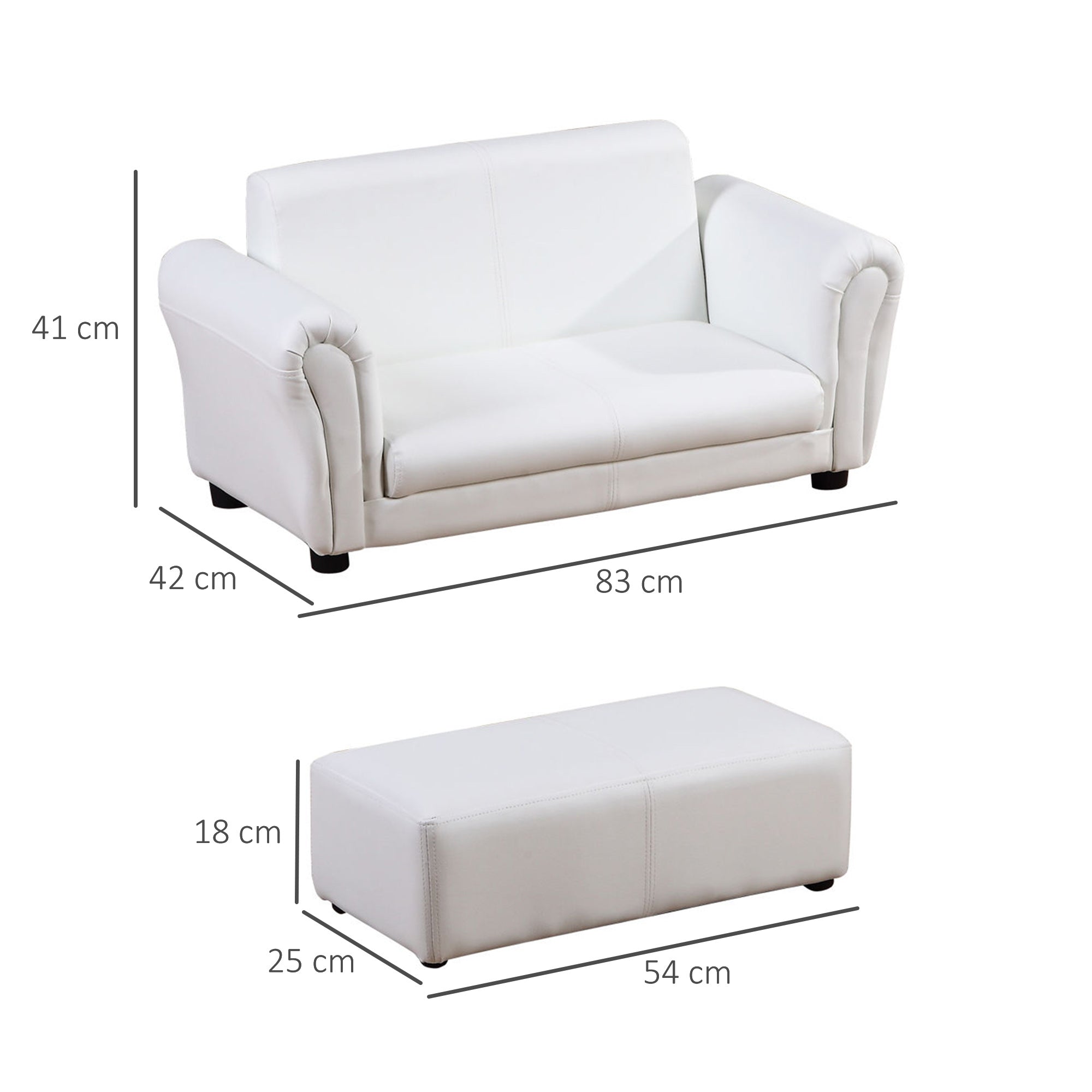 Kids Sofa Set, 2 Seater Children Armchair Furniture with Footrest
