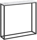 Console Table, Narrow Console Table for Hallway Slim, Hallway Table, Small Sofa Table for Small Spaces, Living Room, Entrance, Bedroom, Metal Frame, Marble, Black EBM76XG01