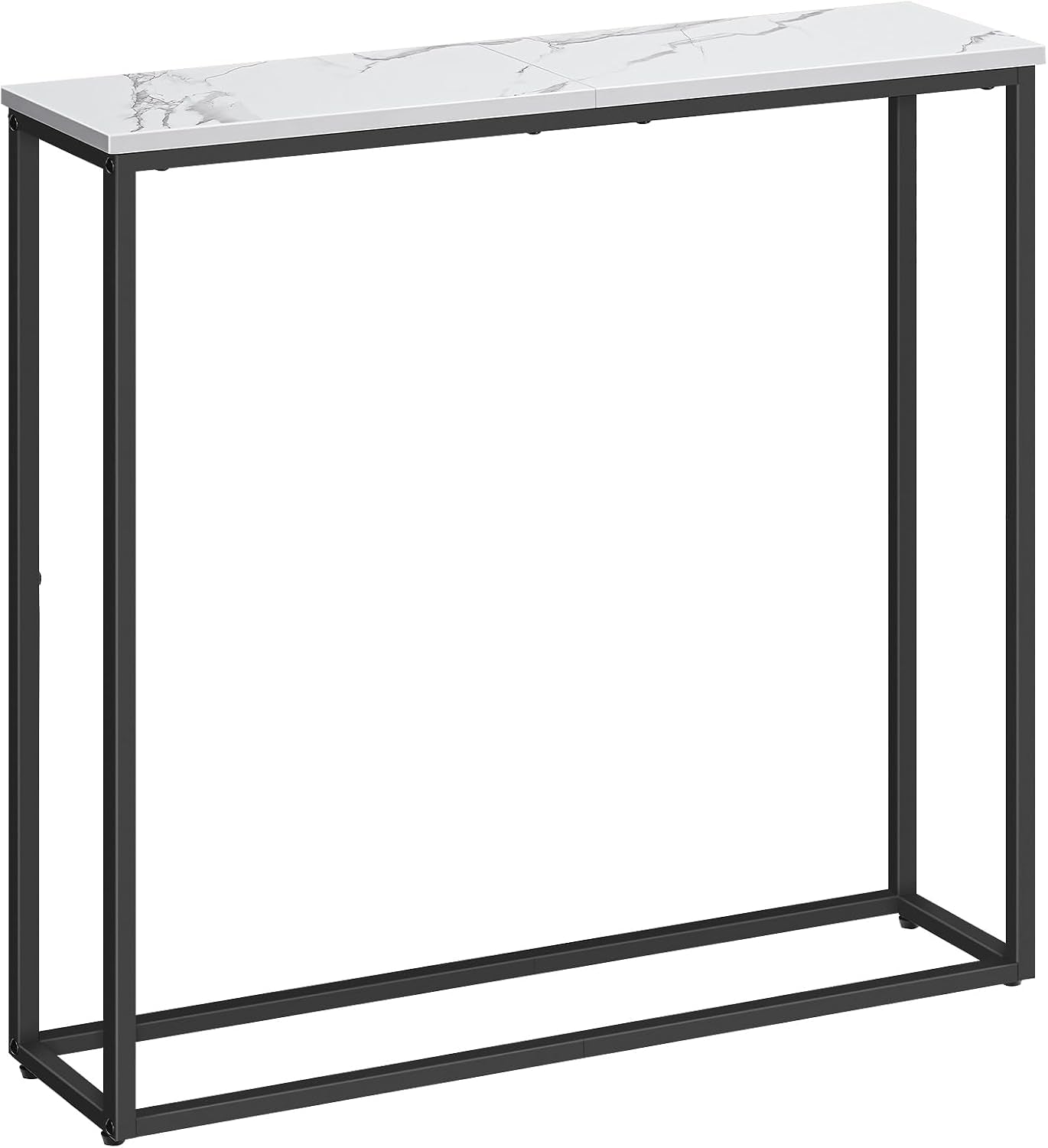 Console Table, Narrow Console Table for Hallway Slim, Hallway Table, Small Sofa Table for Small Spaces, Living Room, Entrance, Bedroom, Metal Frame, Marble, Black EBM76XG01