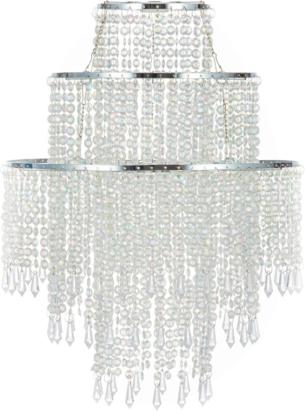 Chandelier Light Shade for Ceiling Pendant Light, Easy Fit Crystal Lamp Shade Lampshade for Bedroom, Living Room, Hallway, Wedding or Party Decoration, Diameter 32 Cm, 3 Tiers