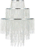 Chandelier Light Shade for Ceiling Pendant Light, Easy Fit Crystal Lamp Shade Lampshade for Bedroom, Living Room, Hallway, Wedding or Party Decoration, Diameter 32 Cm, 3 Tiers