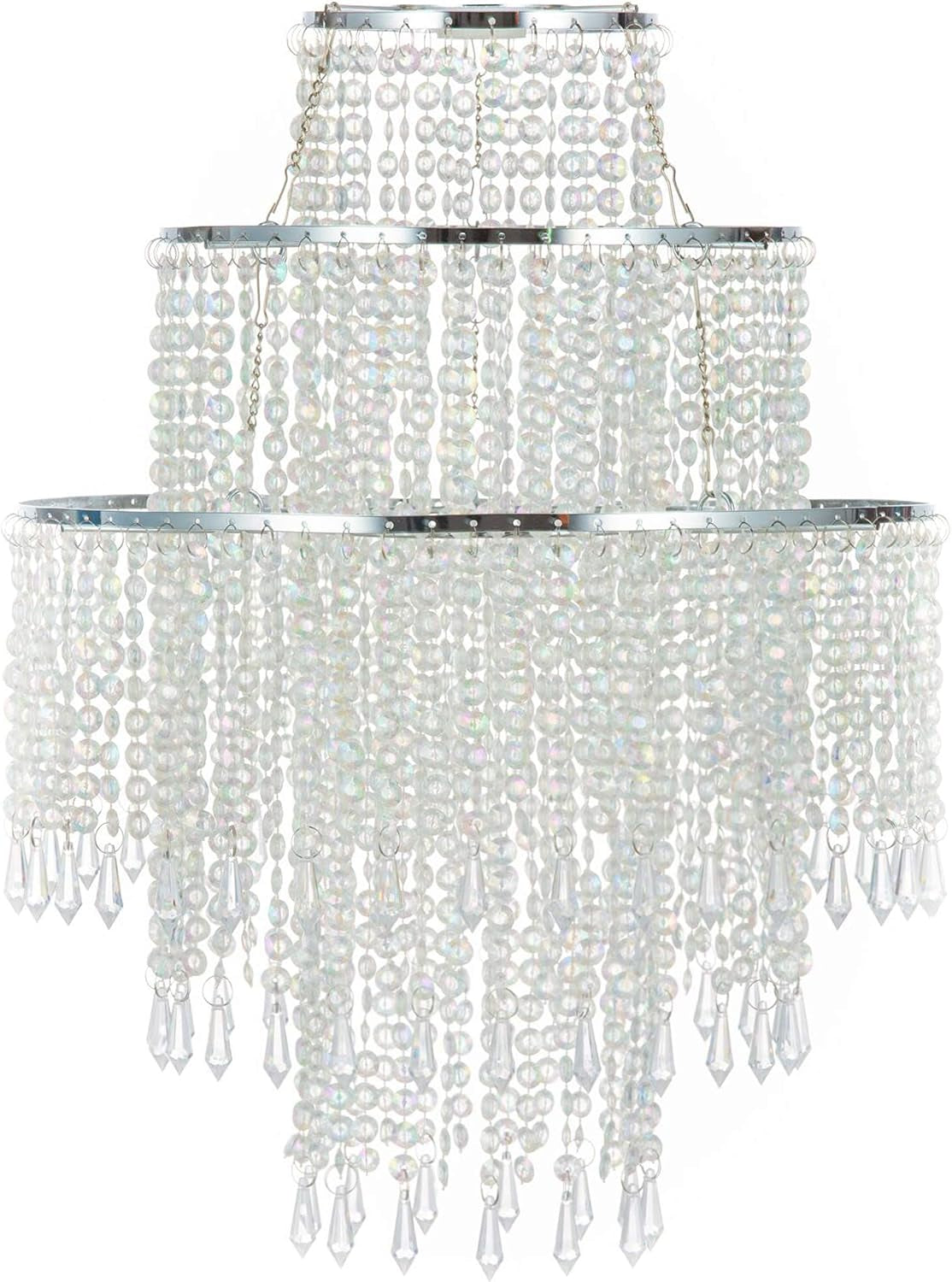 Chandelier Light Shade for Ceiling Pendant Light, Easy Fit Crystal Lamp Shade Lampshade for Bedroom, Living Room, Hallway, Wedding or Party Decoration, Diameter 32 Cm, 3 Tiers