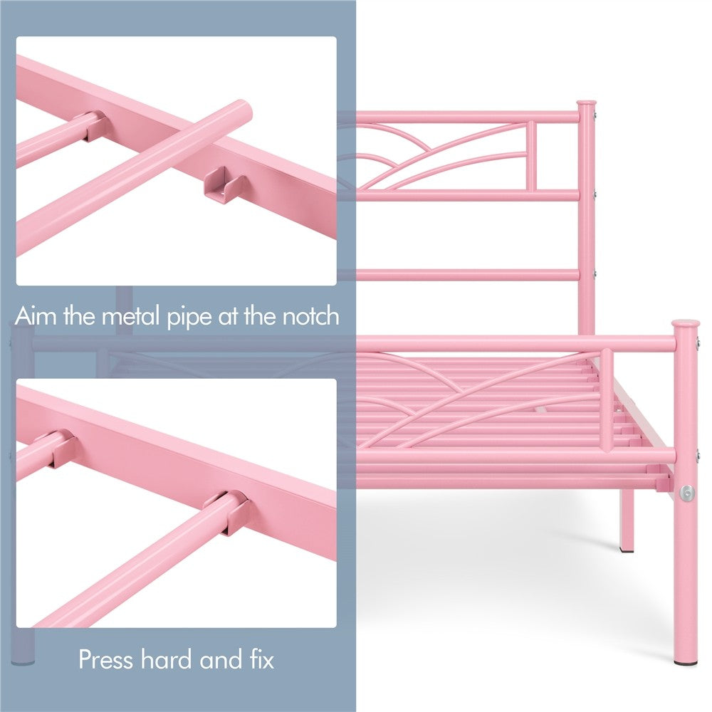 3Ft Single Bed Frame Mattress Foundation Metal Iron Bed with Under-Bed Storage