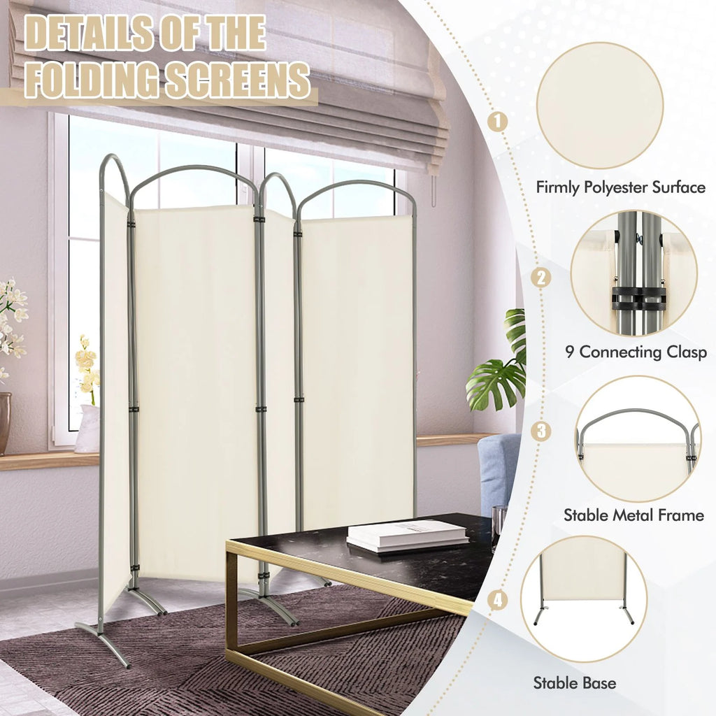 4 Panel Freestanding Folding Room Divider for Living Room Office