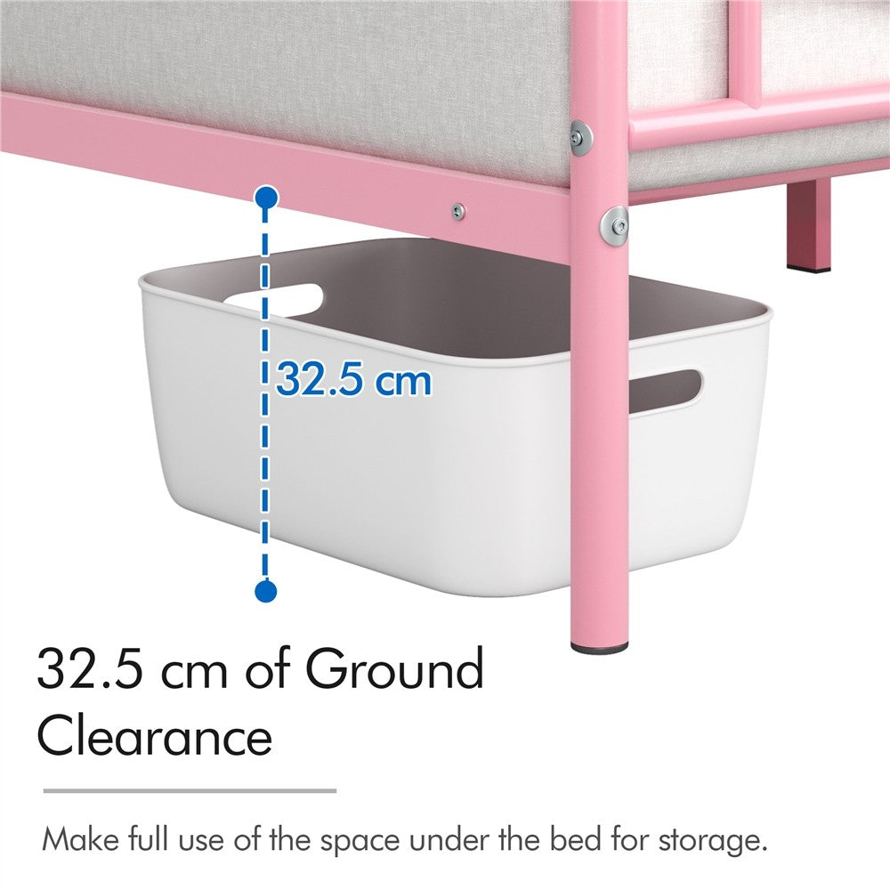 3Ft Single Bed Frame Mattress Foundation Metal Iron Bed with Under-Bed Storage