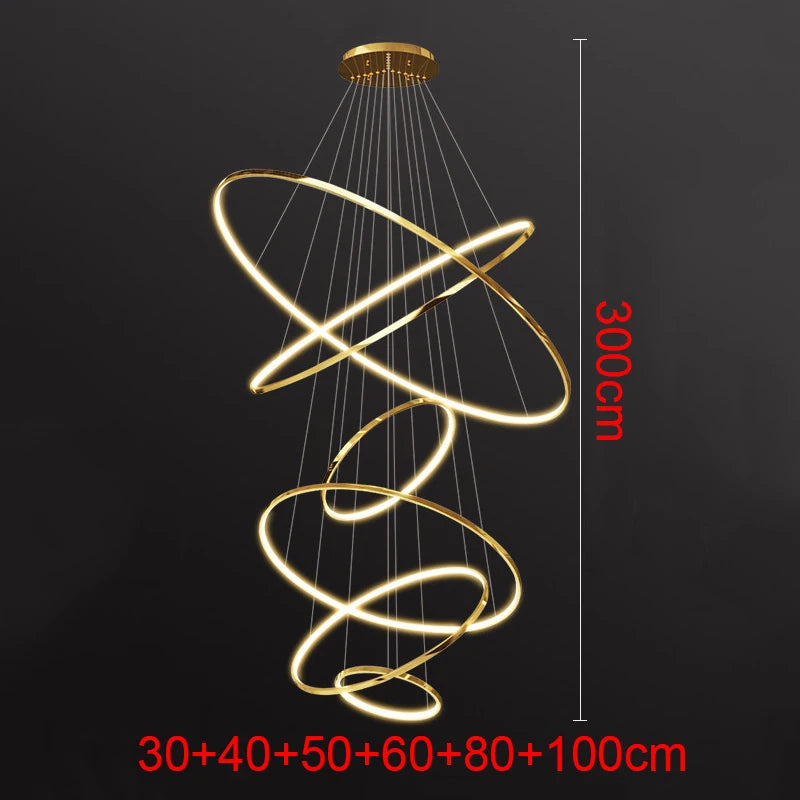 Living Room Decoration Pendant Lights Modern Dining Room Lamps for Living Room Smart Ring Lamp Stair Lamp