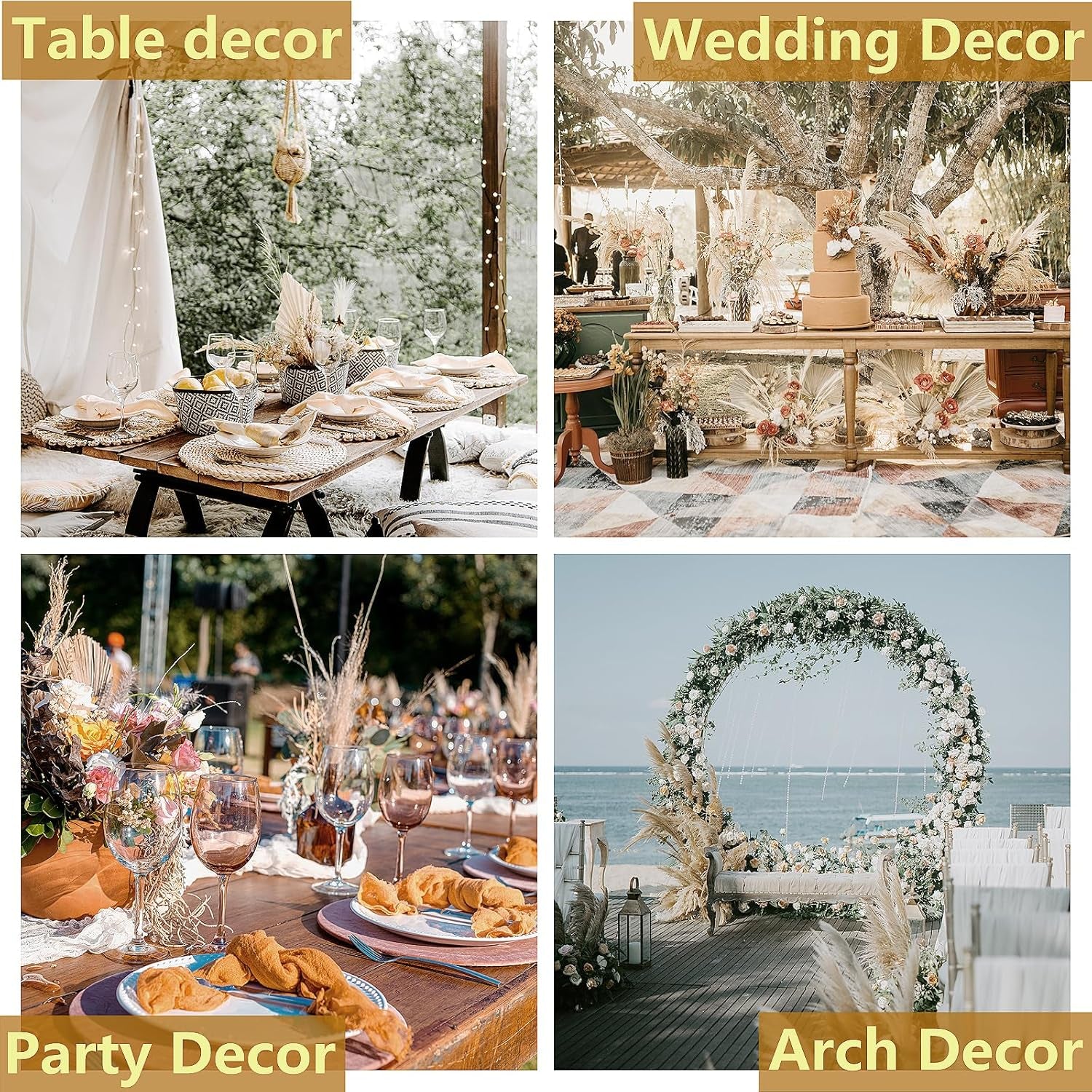 Dried Pampas Decoration, 128 Pieces Pampas with Rabbit Tail Flowers, Reed Bouquet for Wedding, Bohemian Flowers, Home Table Decoration, Rustic Farmhouse Party